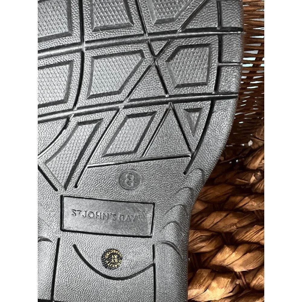 St John's Bay Men's Gray Leather Memory Foam Fisherman Sandals Size 8‎